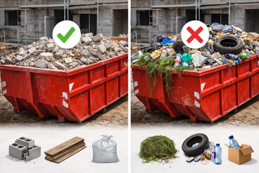 Загрузка контейнера строительным мусором по правилам