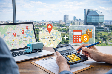 Расчет стоимости грузоперевозки на карте Минска