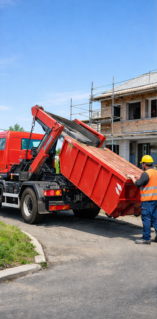 Подача контейнера грузовиком к подъезду